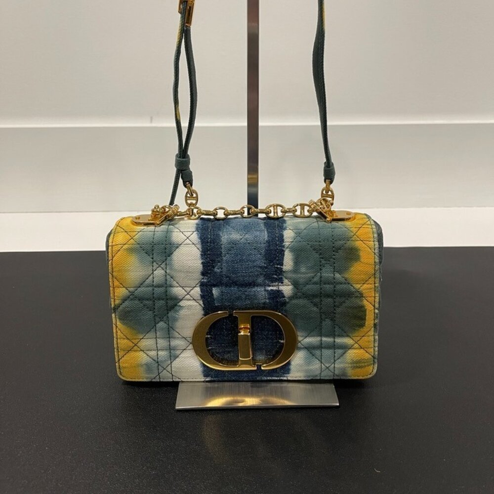 Dior Blue Small Denim Tie-Dye Cannage Caro Bag (JB1053)